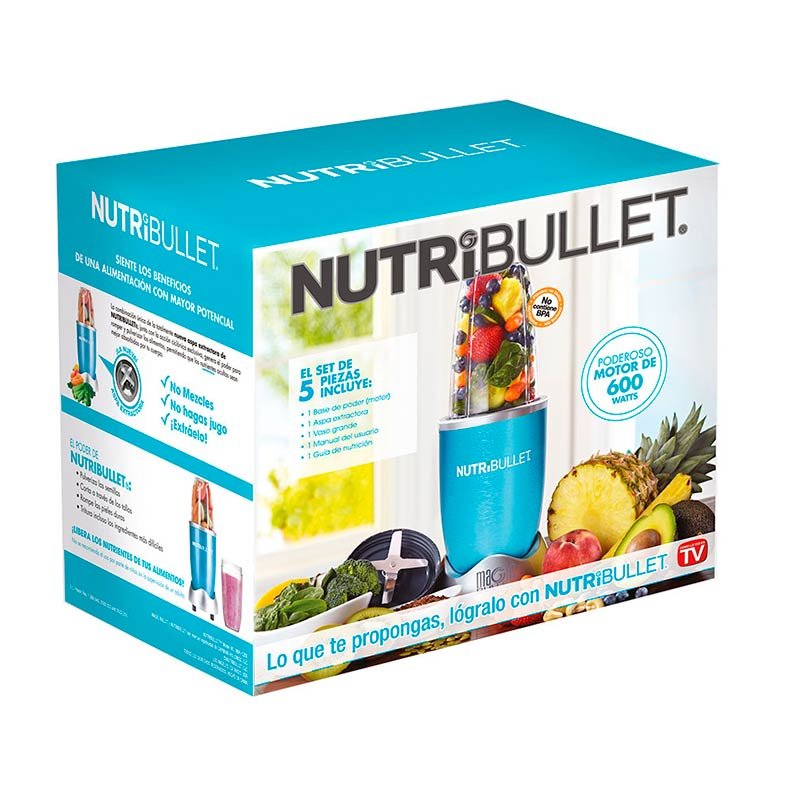NutriBullet 600w Azul Turquesa Pulverizador de alimentos y extractor - SKU 102305