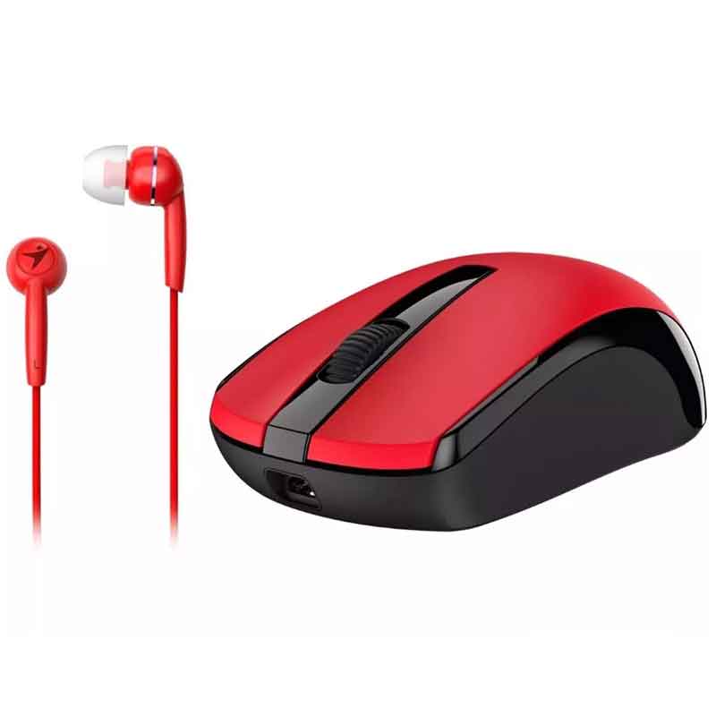 GENIUS Mouse Optico Blue Eye MH-8100 Inalambrico USB + Audifonos Rojo 31280001403