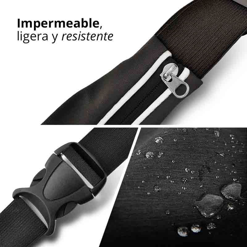 Redlemon Cinturón para Correr Impermeable, Ajustable y Flexible Tipo Cangurera, Deportivo con Cintas Reflejantes para la Noche, Compatible con Smartphones y más.