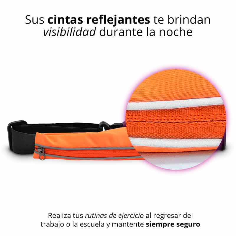 Redlemon Cinturón para Correr Impermeable, Ajustable y Flexible Tipo Cangurera, Deportivo con Cintas Reflejantes para la Noche, Compatible con Smartphones y más.