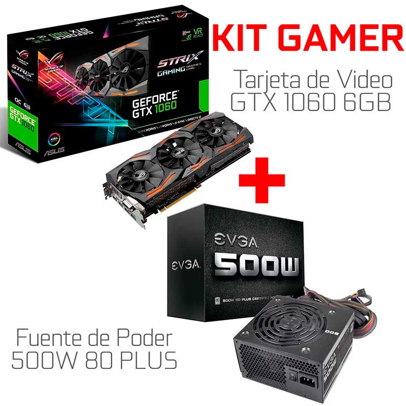 Kit Gamer Tarjeta de Video GTX 1060 6GB + Fuente de Poder 500W 80 PLUS