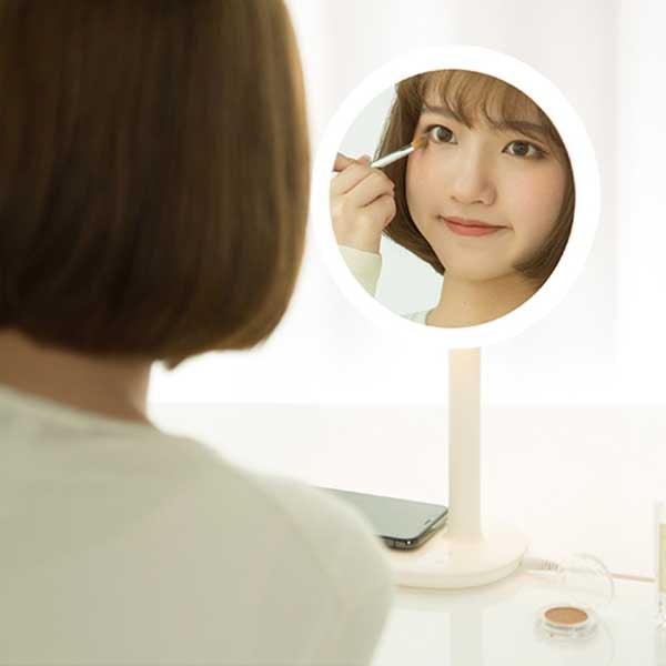 Cargador celular Qi wireless, lampara y espejo Mirror - Zeta - Blanco