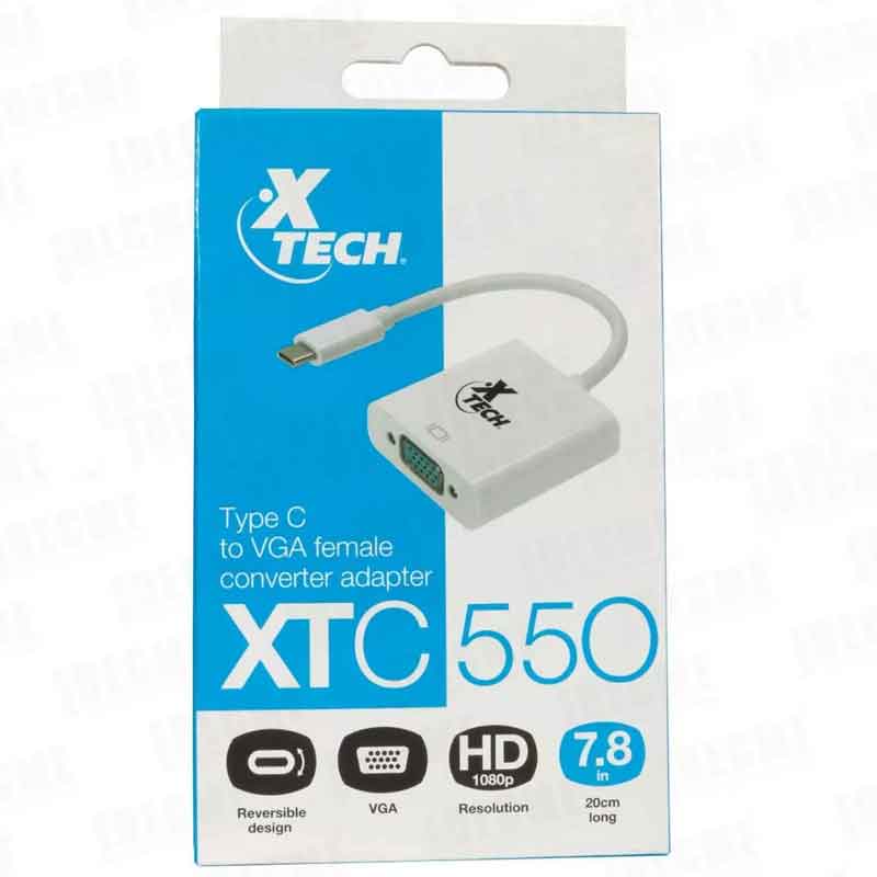 Adaptador USB C a VGA Hembra XTECH Video Full HD XTC-550 
