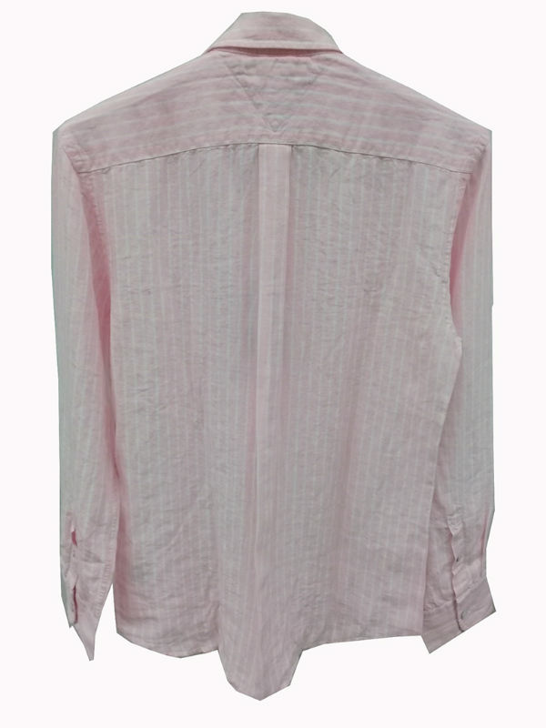 Camisa Tommy Hiilfiger color Rosa Con Blanco Daniel Shirt Ls 100% Lino