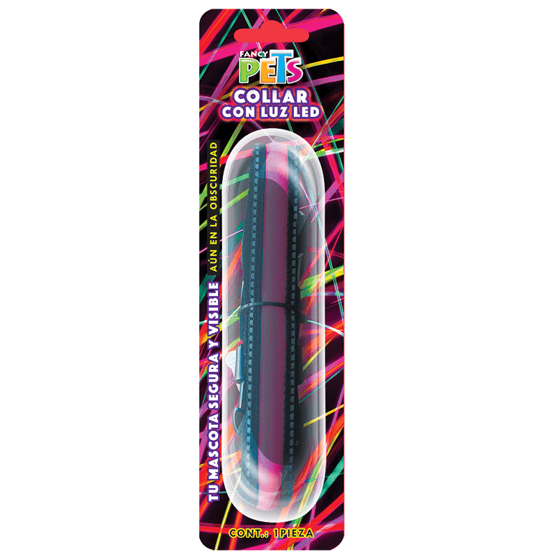 Collar Led Bandas Reflejantes Chico Perro Rosa Fancy Pets