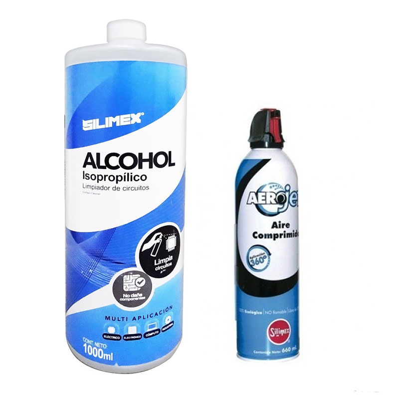 Kit alcohol isopropilico 1L limpieza interna, aire comprimido 360 removedor de polvo 660ml