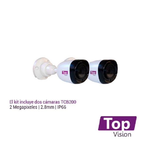 KIT 4X2 TOP402 INCLUYE 1 DVR 4CH XDVR-1004 1080P-LITE + 2 CAMARAS BULLET 1080P 2MP TCB200 + 2 CABLES 18MTS C/U + FUENTE DE PODER Y DISTRIBUIDORES DE VIDEO, NO INCLUYE DISCO DURO/ TOP VISION