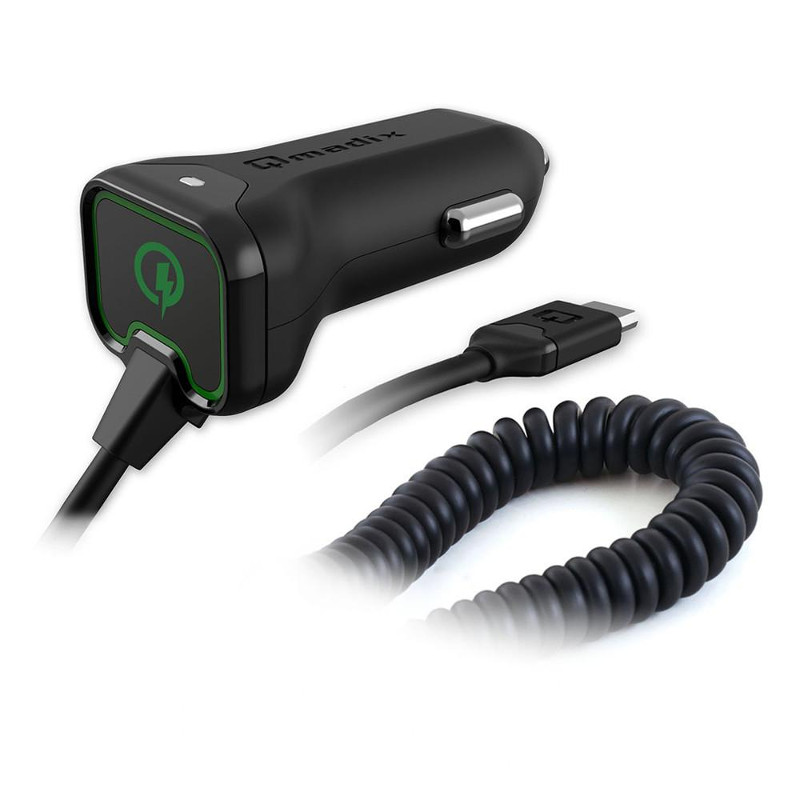 Qmadix Next-gen Power Cargador de Auto MicroUSB 2.0 Amp de Carga Rápida