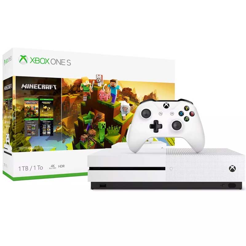 Consola XBOX ONE S 1TB HDR 4K Ultra HD Blu-ray Control Bundle Minecraft 