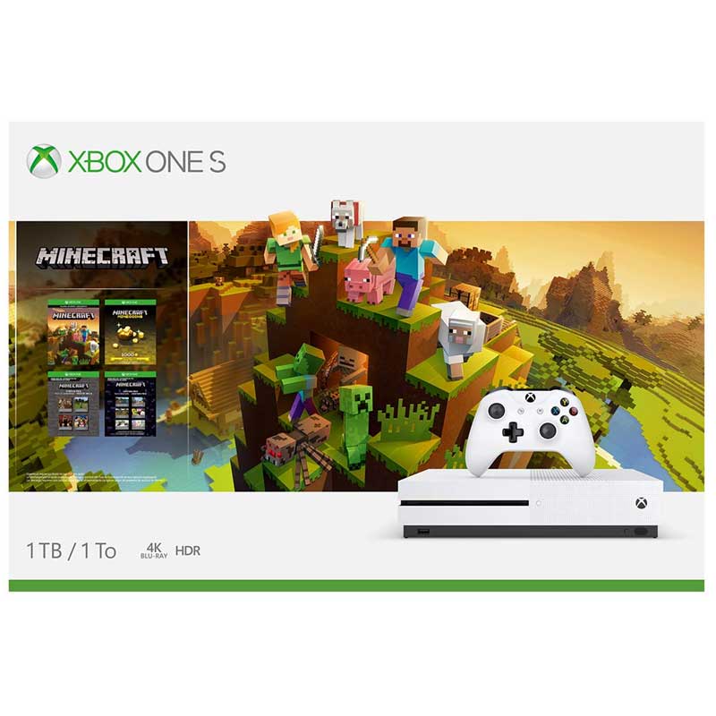 Consola XBOX ONE S 1TB HDR 4K Ultra HD Blu-ray Control Bundle Minecraft 