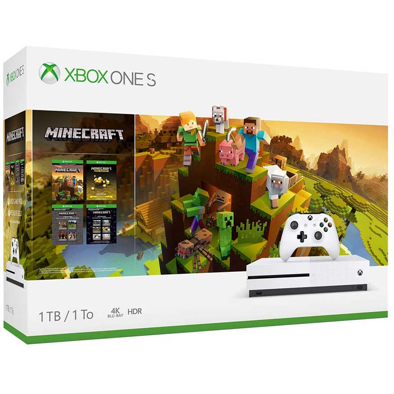 Consola XBOX ONE S 1TB HDR 4K Ultra HD Blu-ray Control Bundle Minecraft 