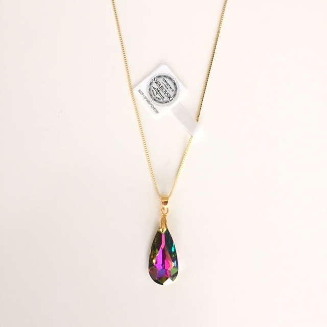 Dije Con Cadena Multicolor Crystals From Swarovski