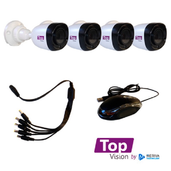 KIT 4X4 TOP2404 FULL 1080P INCLUYE: 1 DVR 4CH XDVR-1104 + 4 CÁMARAS BULLET 1080P TCB200 + 4 CABLES 18MTS C/U + FUENTE DE PODER Y DISTRIBUIDORES DE VIDEO, CON DISCO DURO 500 GB/ TOP VISION