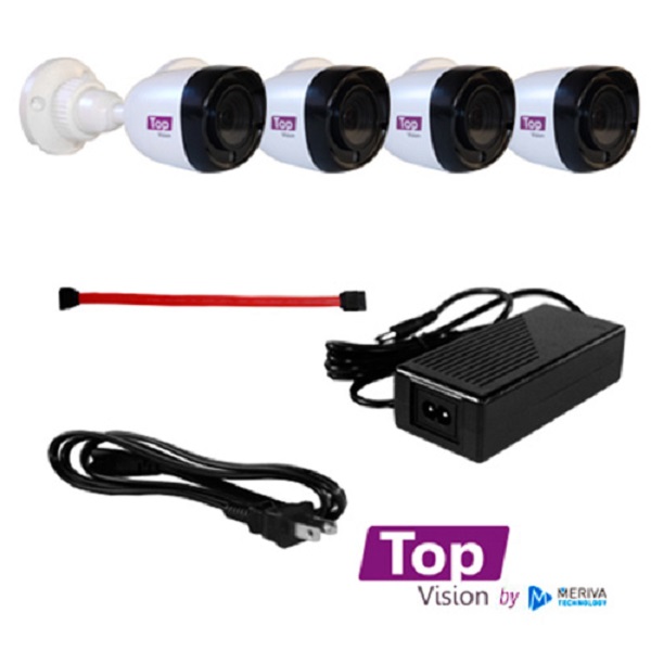 KIT 8X4 TOP804 INCLUYE 1 DVR 8CH XDVR-1008 1080P-LITE + 4 CAMARAS BULLET 1080P 2MP TCB200 + 4 CABLES 18MTS C/U + FUENTE DE PODER Y DISTRIBUIDORES DE VIDEO, CON DISCO DURO 500 GB/ TOP VISION