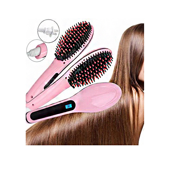 Cepillo Alaciador Digital Tecnologia IONICA Anti-frizz Facil De Usar Color Rosa