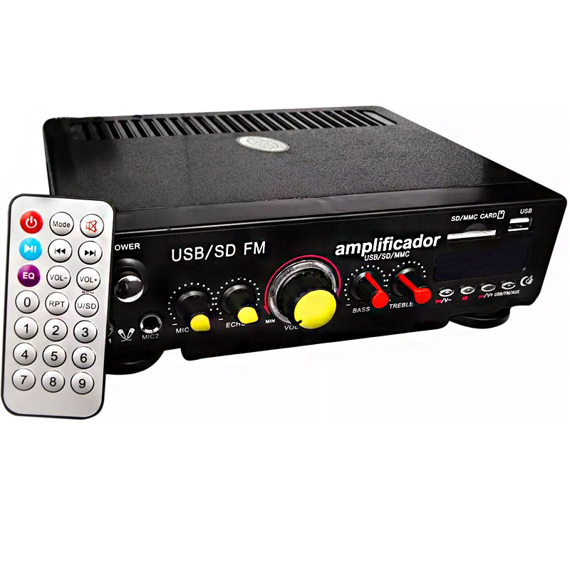 Amplificador 180W Para Perifoneo Usb Sd Efecto Eco Radio Fm