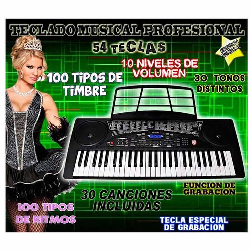 Increible Teclado Musical MITZU Con Mas De 100 Funciones Y Botón Especial De Grabación
