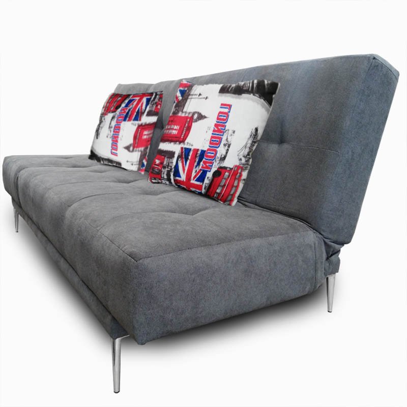 Sofa cama Italia , Doble posición de reclinado tela Eter Gris y London Maderian // ENTREGA A CDMX Y ZONA METROPOLITANA.
