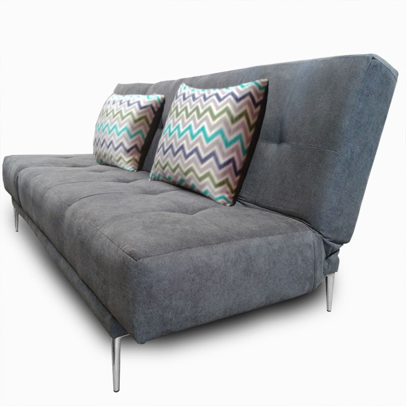 Sofa cama Italia , Doble posición de reclinado tela Eter Gris y Zigza
