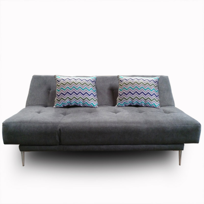 Sofa cama Italia , Doble posición de reclinado tela Eter Gris y Zigza