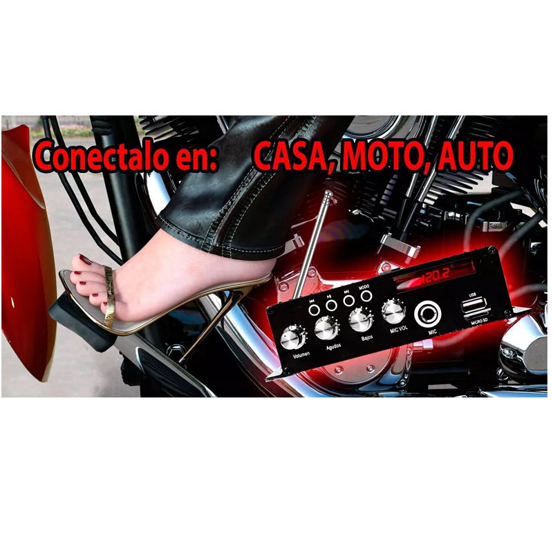 Amplificador para Auto/Moto Voceo Mic Usb Sd Fm Mp3 Bluetooth 2canales