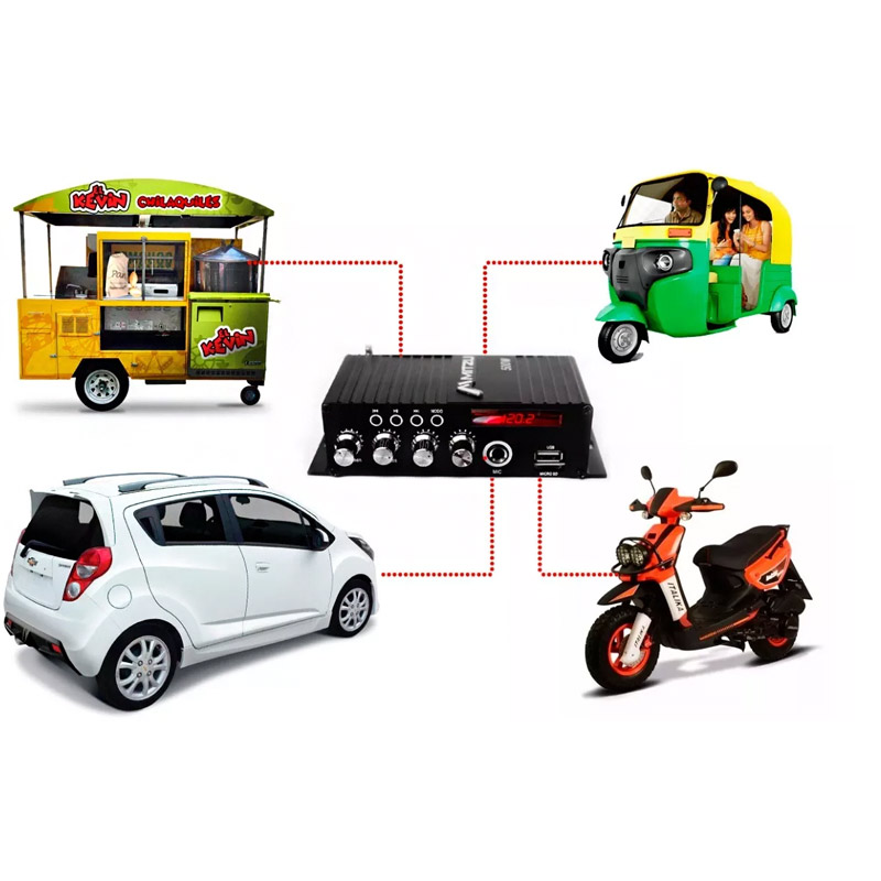 Amplificador para Auto/Moto Voceo Mic Usb Sd Fm Mp3 Bluetooth 2canales