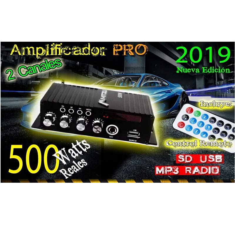 Amplificador para Auto/Moto Voceo Mic Usb Sd Fm Mp3 Bluetooth 2canales