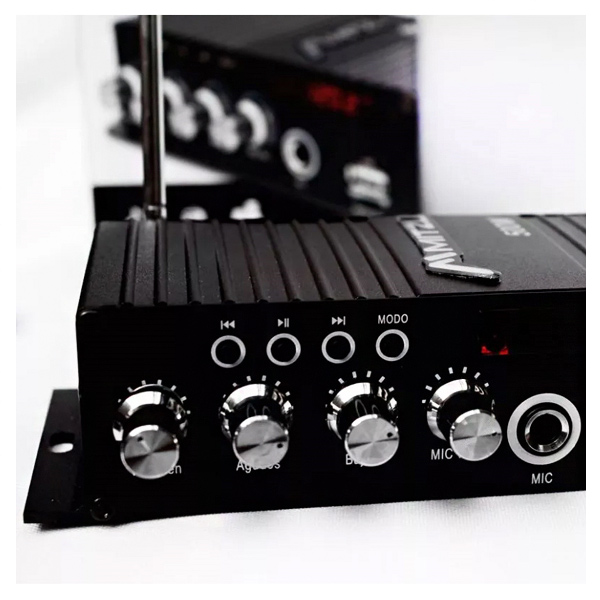 Amplificador para Auto/Moto Voceo Mic Usb Sd Fm Mp3 Bluetooth 2canales