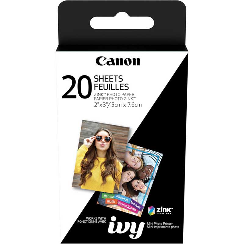  Papel 2 x 3" ZINK Photo Paper Pack (20 Hojas) para Mini printer IVY 
