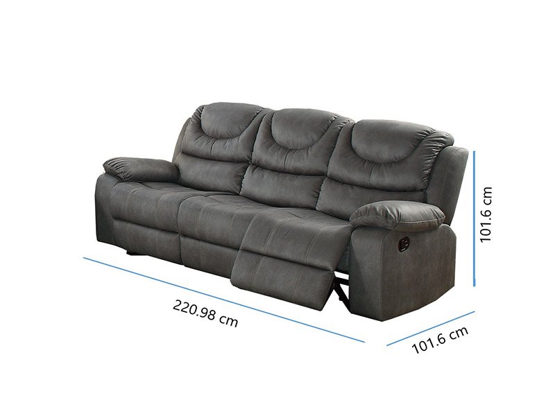 Sofa Reclinable color gris pizarra, piel sintetica F6766  POUNDEX