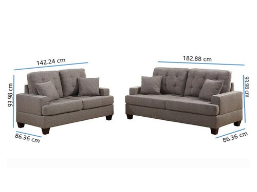 Sala de 2 piezas sofá y loveseat en color gris POUNDEX F6501