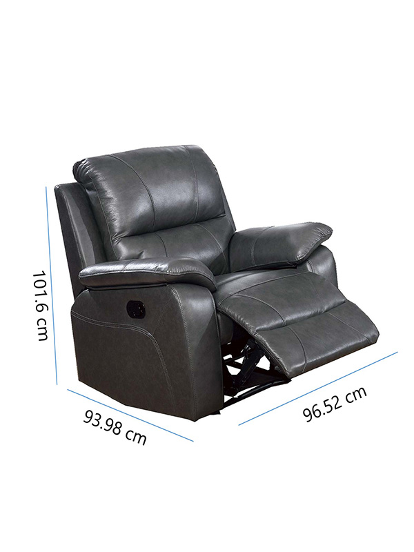  Moderno sillón reclinable de Piel sintética, gris oscuro POUNDEX F6453