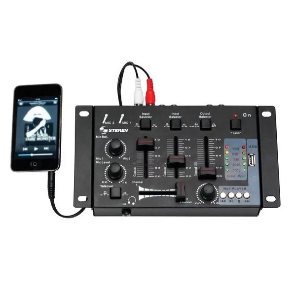 MEZCLADORA Masica DE 3 CANALES C/ LECTOR MEMORIAS USB Steren