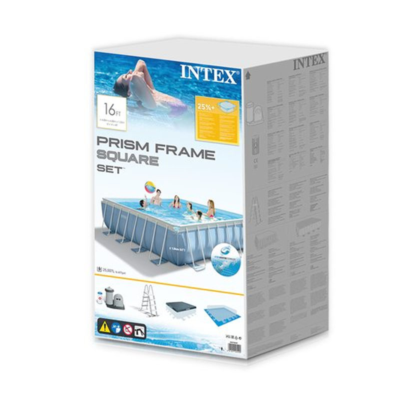 Alberca Cuadrada Prism Frame Extra Grande Con Bomba Intex