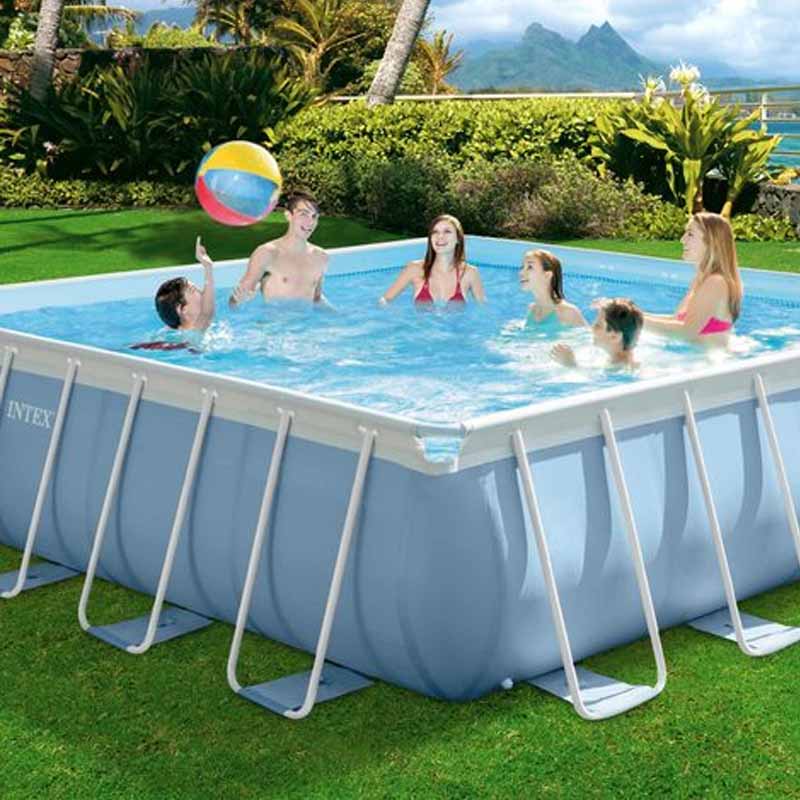 Alberca Cuadrada Prism Frame Extra Grande Con Bomba Intex