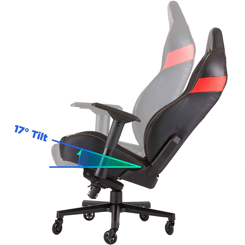 Silla Gamer Corsair T2 Road Warrior Reclinable Negro/Rojo CF-9010008-WW