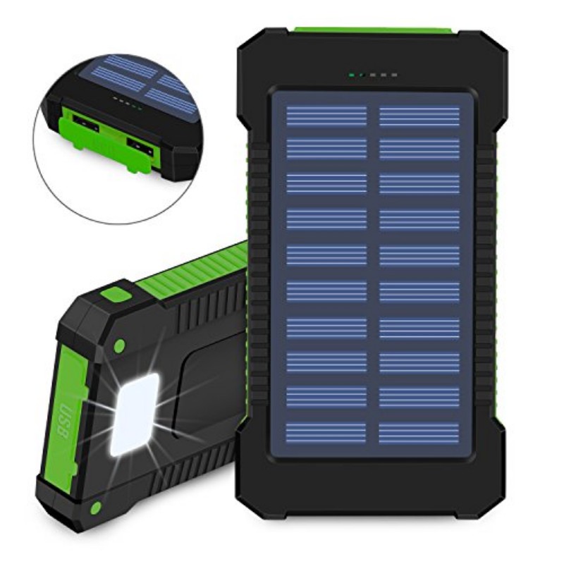 Batería Cargador Solar 8,000mAh Power Bank Para Celulares, Tablets, con Luz LED