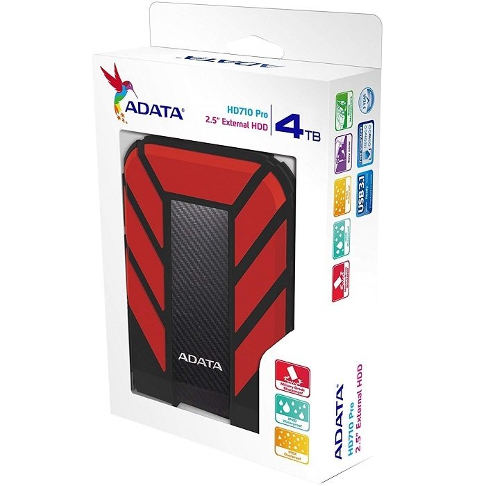 Disco Duro Externo Adata HD710 PRO 4TB USB 3.0 Rojo AHD710P-4TU31-CRD