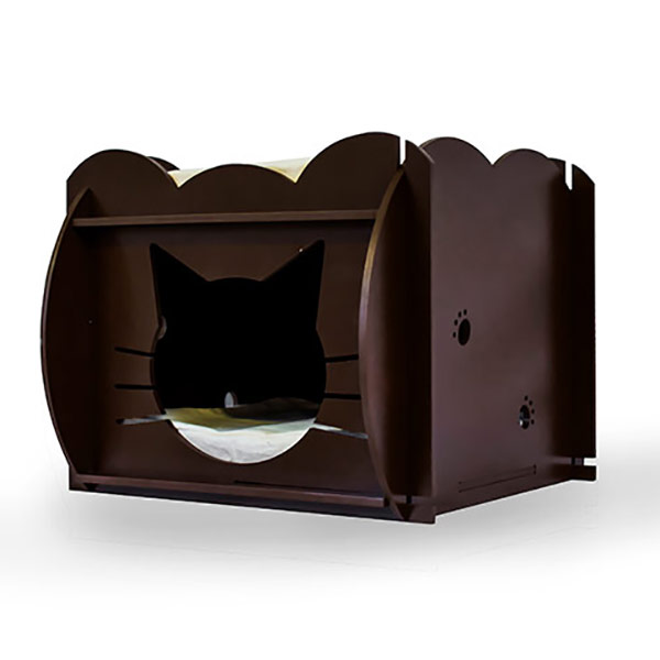 Casa Para Gato Con Terraza - Color Chocolate