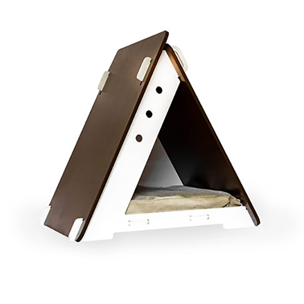 Casa Para Mascotas Triangular -Color Chocolate/blanco