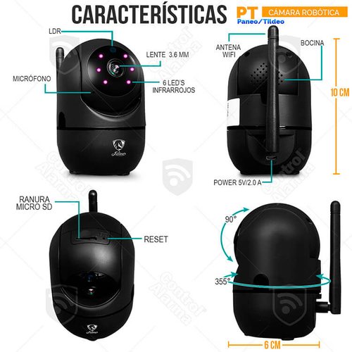 Camara Ip Negra Rastreo Movimiento Wifi App Hd 720 Dvr 128 Gb Auto Tracking Casa Negocio