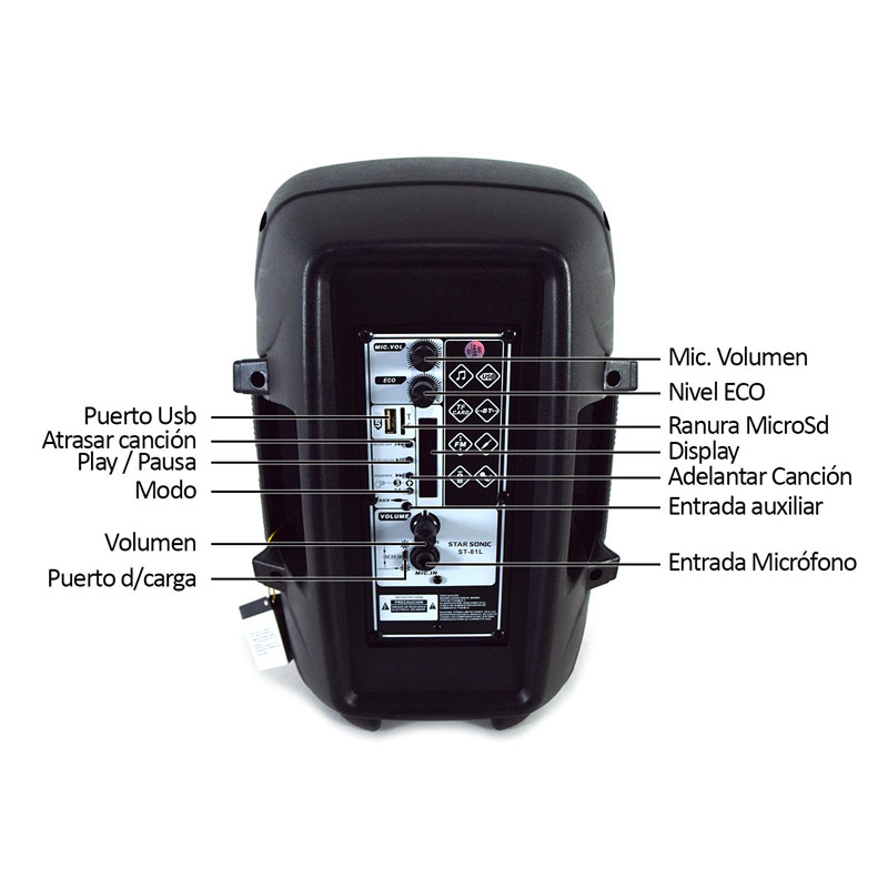 Bafles Bocina Amplificados Bluetooth 8 P Portatil St-80l Negro