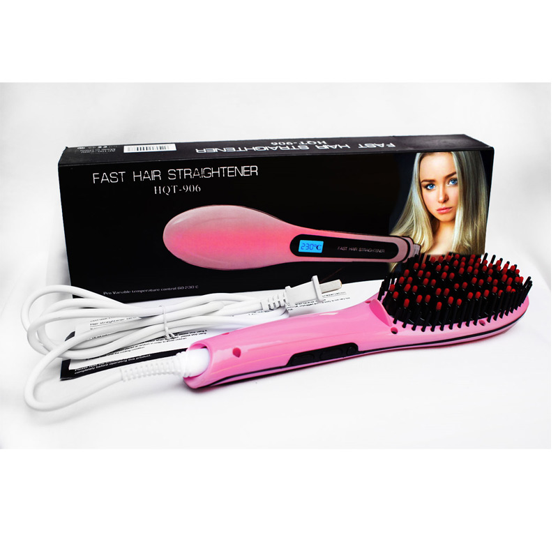 Cepillo Alaciador Digital Tecnologia IONICA Anti-frizz Facil De Usar Color Rosa