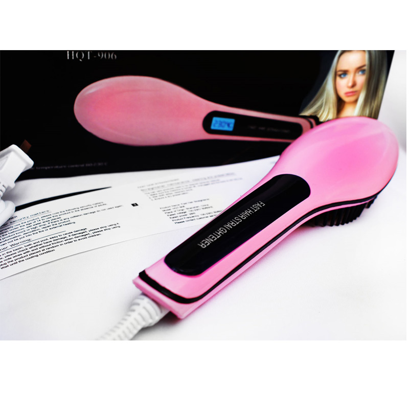 Cepillo Alaciador Digital Tecnologia IONICA Anti-frizz Facil De Usar Color Rosa