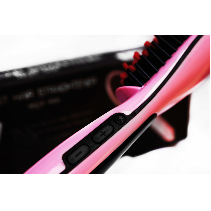 Cepillo Alaciador Digital Tecnologia IONICA Anti-frizz Facil De Usar Color Rosa