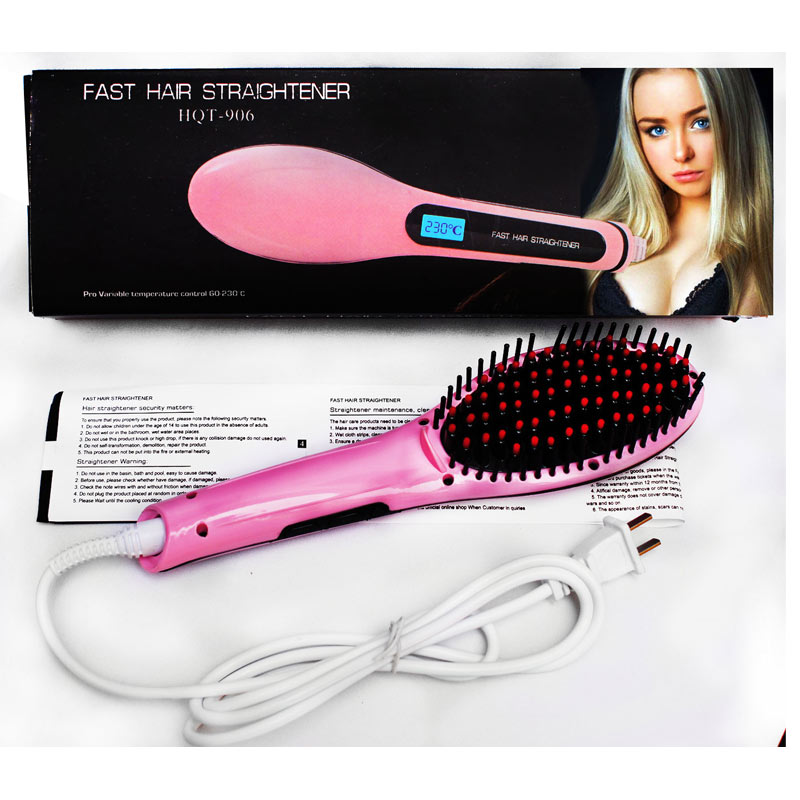 Cepillo Alaciador Digital Tecnologia IONICA Anti-frizz Facil De Usar Color Rosa