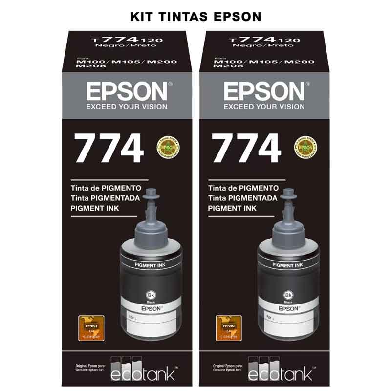 Kit 2 Botellas Tinta EPSON T774 Negro para M100 M105 M200 M205 