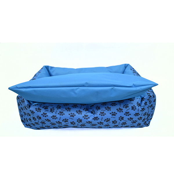 Cama Grande Para Mascota Huellitas Azul Lunics Pets