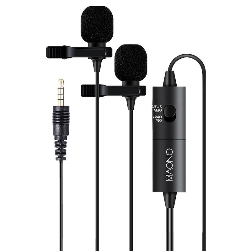 Micrófono Dual Au200 Maono Micrófono Lavalier 7 Basic Clipon Y Omnidireccional Negro