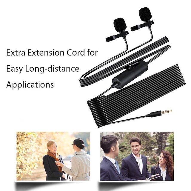 Micrófono Dual AU200 Maono Micrófono Lavalier 7 Basic Clipon y Omnidireccional Negro 